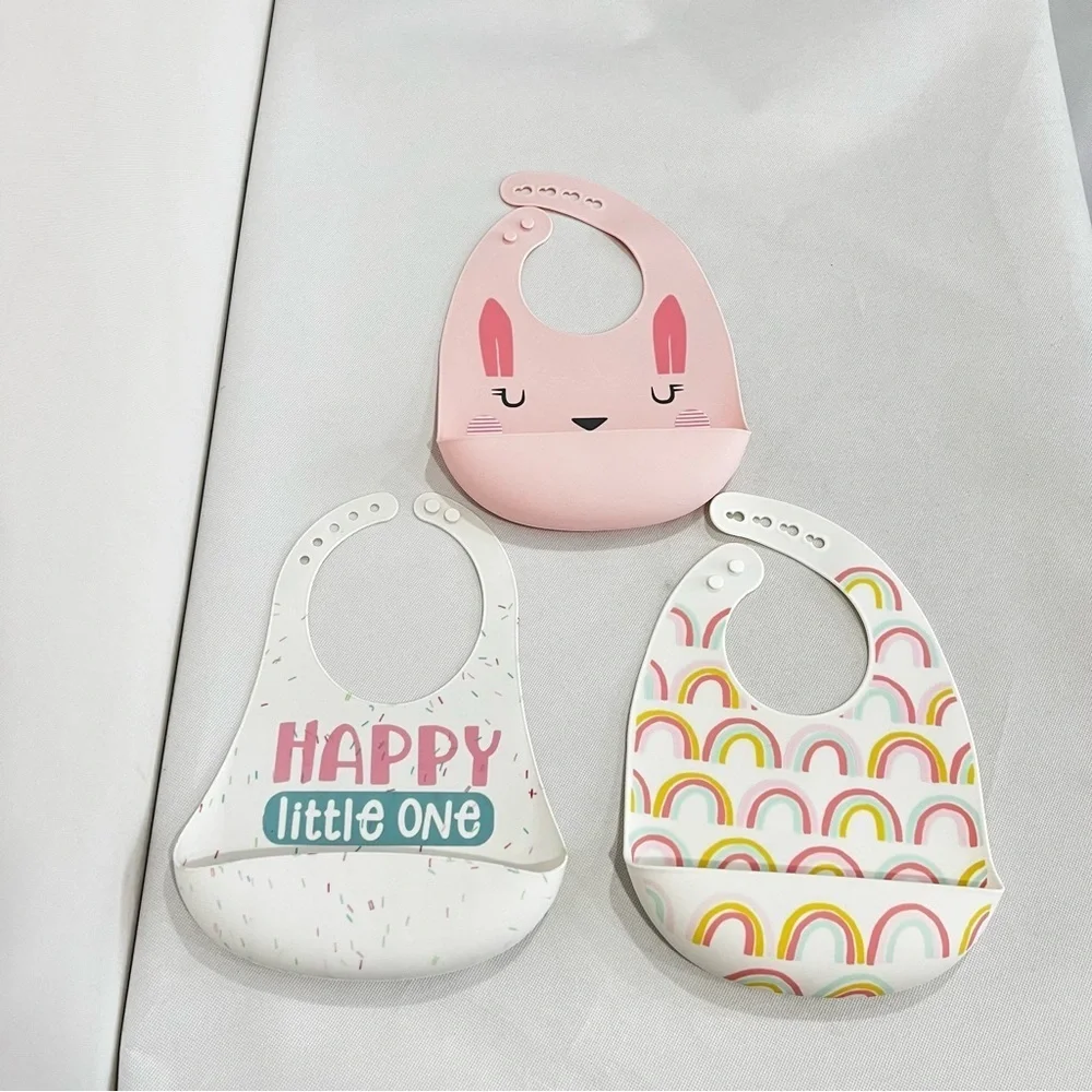 Silicone Bibs 3pk Rainbows Happy Little One Cloud Island